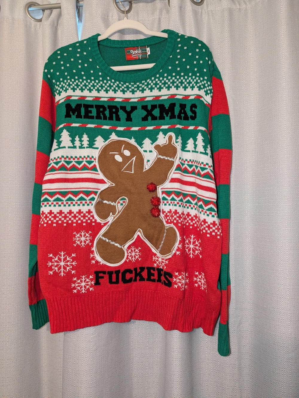 SPENCER'S workshop Holiday Gingerbread Sweater Merry Christmas F***ers